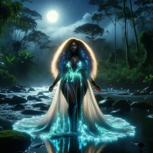 Twilight's Reverie: Illuminated Amazon Goddess